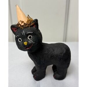 VINTAGE PAPER MACHE HALLOWEEN BLACK CAT